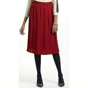 Anthropologie Pleated Red Polka Dot Skirt